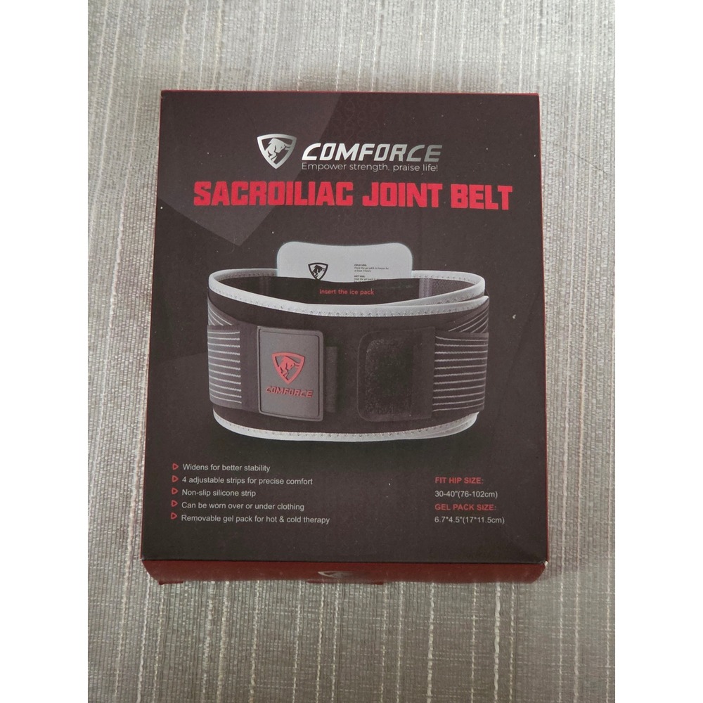COMFORCE Sacroiliac Joint Belt SI Hip Support Belt with Hot Cold Gel Pack Black